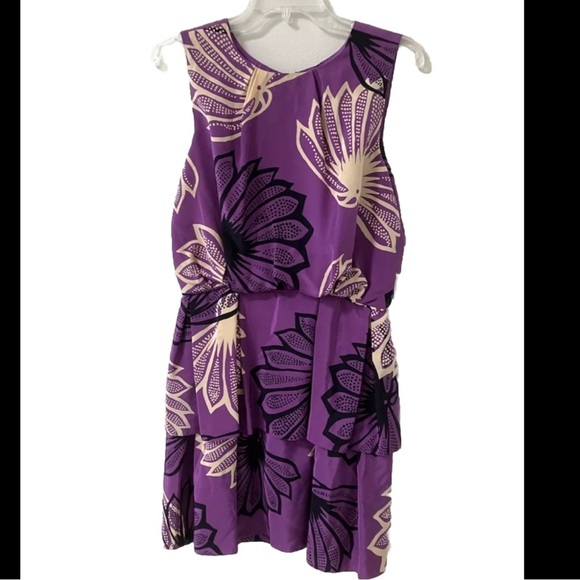 Anthropologie Hand Printed Sariah Limited Edition Very Rare Purple Floral Print - Picture 1 of 16